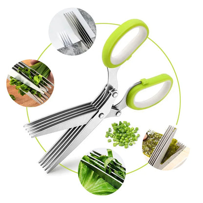 Multi-Layer Kitchen Scissor Herb Cutting Shear With Safe Cover